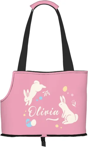 Vista 12 de Transportador personalizado para mascotas, diseño de huevos y pollo amarillo de dibujos animados de Pascua, plegable, de lados suaves, bolsa