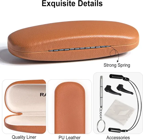 Vista 8 de RayLove Fundas rígidas unisex para gafas, estuche protector para gafas