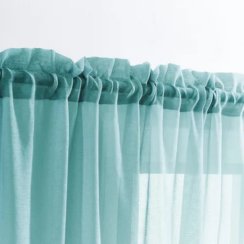 Vista 49 de MYSTIC-HOME Juego de cortinas de niveles transparentes blancas para cocina de 24 pulgadas de largo, tratamiento de cortinas para ventanas pequeñas
