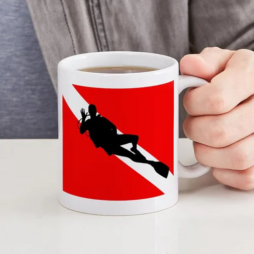 Vista 6 de CafePress Scuba Flag Diver Taza de café de cerámica de 11 oz (11.0 fl oz)