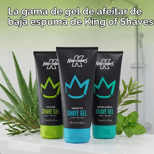 Vista 6 de King of Shaves Gel de afeitado refrescante para hombres, gel de afeitar transparente de baja espuma para pieles sensibles, moldeo de barba