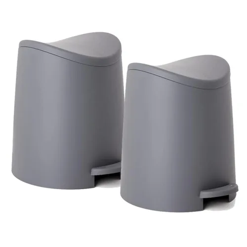 Vista 10 de Pequeño cubo de basura de plástico con tapa de 3 litros, moderno cubo de basura curvado con pedal de pie, mini cubo de basura de cocina, cierre