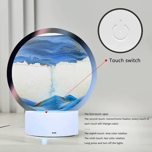 Vista 3 de Lámpara de mesa de pintura de arena USB, luz nocturna, paisaje dinámico natural 3D, arte creativo, arena, regalos decorativos para el hogar, mesita