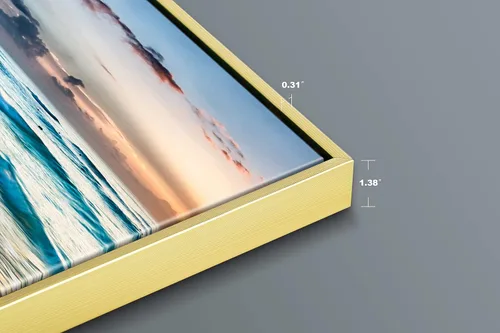 Vista 2 de Wieco Art Lienzo enmarcado para pared, 3 paneles de playa azul para decoración del hogar, puesta de sol, olas de playa, imágenes sobre lienzo
