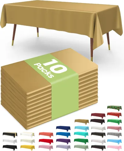 Vista 31 de Pureegg Juego de 10 manteles de plástico desechables, 54 x 108 pulgadas, para fiestas de cumpleaños, picnic, manteles blancos, rectangulares