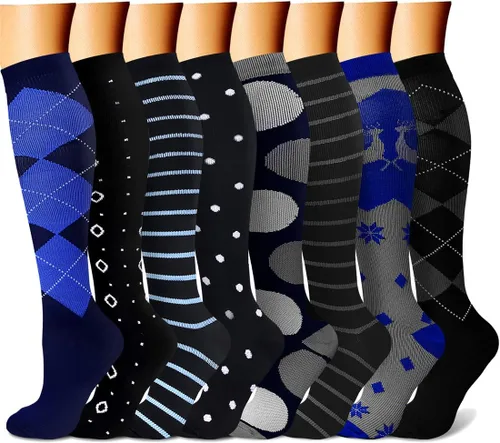 Vista 20 de CHARMKING Calcetines de compresión para mujeres y hombres para circulación (8 pares) 15-20 mmHg, mejor soporte para ciclismo atlético