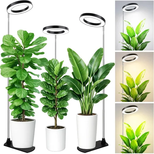 Vista 9 de LBW Luces de cultivo para plantas de interior, luz de espectro completo de 6.3 pulgadas con base, lámpara de cultivo ajustable de altura de 59