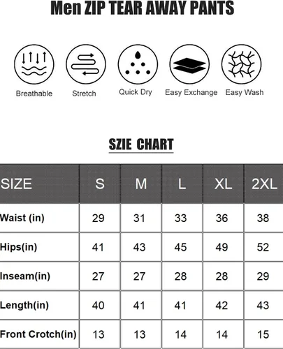 Vista 6 de Tear Away Pants for Men Side Zipper Pants Zip Leg Sweatpants Breakaway Post Surgery Recovery Zipper Pants