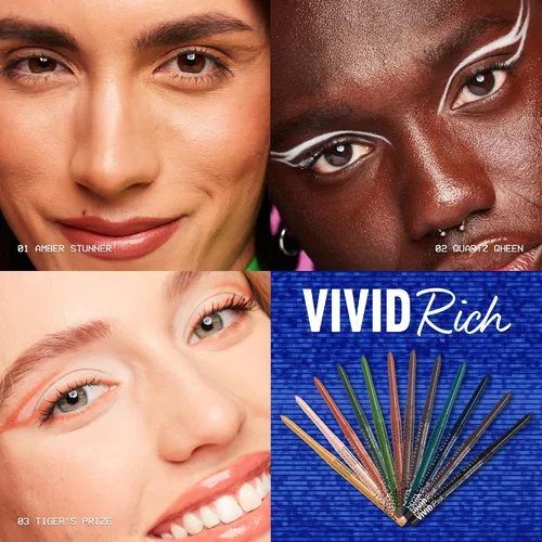 Vista 6 de NYX Maquillaje Profesional Lápiz de ojos mecánico, Mecánico rico vívido, Delineador retráctil cremoso - Deslumbrante ámbar, Delineador dorado