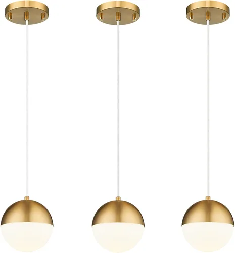 Vista 10 de LMS Lámpara Colgante de Mediados de Siglo de 6 Pulgadas, Lámparas Colgantes de Color Negro Mate con Cristal de Globo Blanco, Lámparas de Techo