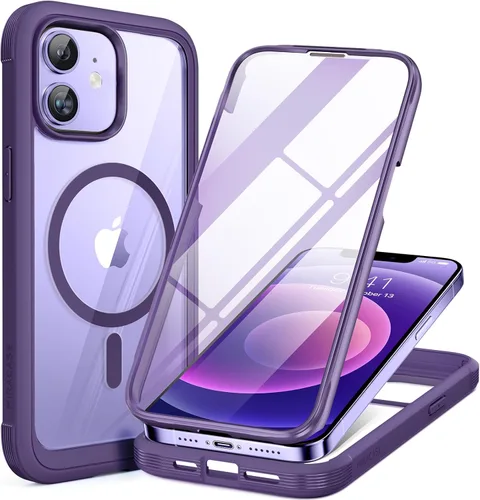Vista 129 de Miracase - Funda magnética para iPhone 13 Pro Max de 6.7 pulgadas (compatible con MagSafe), transparente, completo, protector de pantalla de vidrio