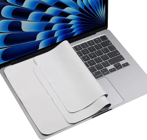 Vista 13 de Paquete de 2 paños de limpieza de microfibra de 13 pulgadas con protección de impresión de teclado de pantalla, accesorios protectores de teclado