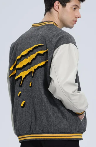 Vista 2 de JJdocvanatic Chaqueta Varsity unisex Letterman, chaqueta de béisbol con parches hipster