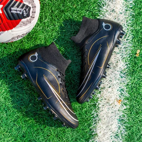 Vista 4 de Favdeol Botas de fútbol para hombre, para interiores, césped ligero, rendimiento, para entrenamiento, para terreno suave, botas de fútbol atléticas
