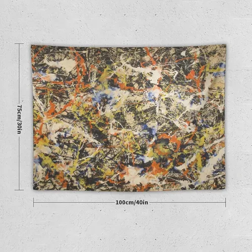 Vista 2 de Jackson Pollock, galería de arte en Buffallo, tapiz de arte abstracto, tapices, pintura de poliéster, regalo de sala de estar, impresiones