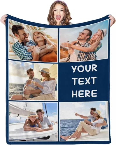Vista 31 de Mantas personalizadas con fotos, 1 foto, manta personalizada, regalos personalizados para mamá, papá, pareja, novia, novio, esposa, marido, 8 tamaños