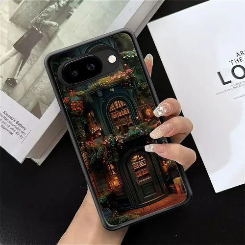 Vista 1415 de Compatible con Google Pixel 4A 5G Mobile Case Creative Acrylic Panel trasero Silicona Protección Grip especialmente diseñado para Google Pixel 4A 5G