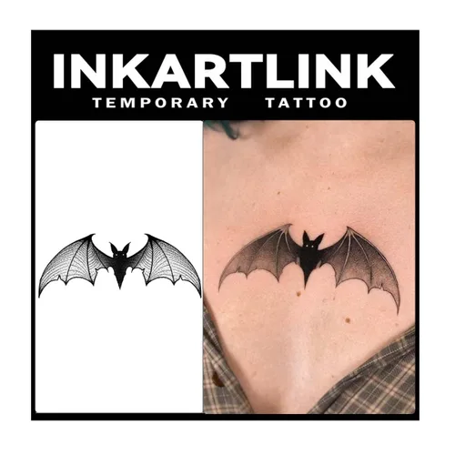 Vista 8 de INKARTLINK Tattoo Tech, 2 hojas de tatuaje semipermanente mediano, tatuajes temporales de diseño artístico para adultos, dura 1-2 semanas