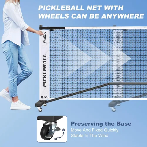 Vista 3 de Pickleball Net Set with 4 Fiberglass Paddles, Portable Pickleball Set with 4 Fiberglass Paddles, 6 Balls & Carry Bag, Easy Setup for Driveway