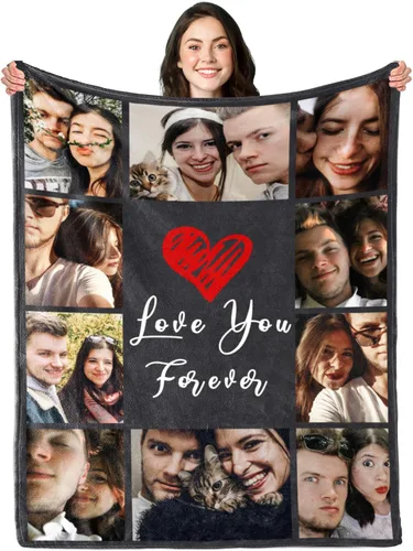 Vista 11 de Manta de collage de fotos personalizada, manta de diseño divertido, manta de fotos personalizadas, regalo facial para él, mantas de lujo ultrasuaves