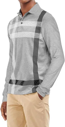 Vista 2 de PINKMARCO Camisas polo de manga larga para hombre, estilo casual, de algodón, para golf