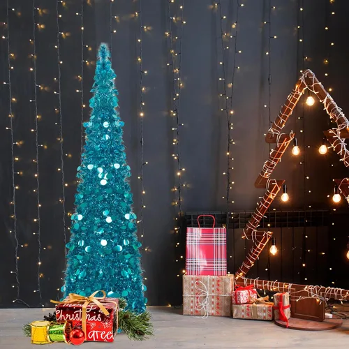 Vista 3 de N&T Nieting - Árbol de Navidad de oropel Azul