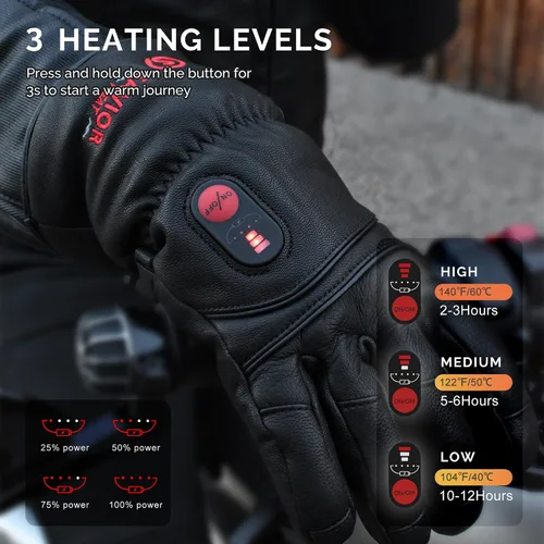 Vista 3 de SAVIOR HEAT Guantes térmicos para hombres y mujeres, guantes eléctricos recargables de cuero para esquí y snowboard