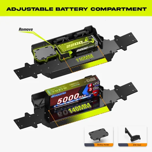 Vista 7 de AMORIL 1/10 RTR - Autos RC rápidos sin escobillas para adultos, camión monstruo eléctrico todoterreno de 50 mph, impermeable, de alta velocidad