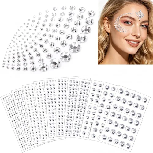 Vista 10 de Pegatinas de gemas faciales, 2102 piezas de diamantes de Negro