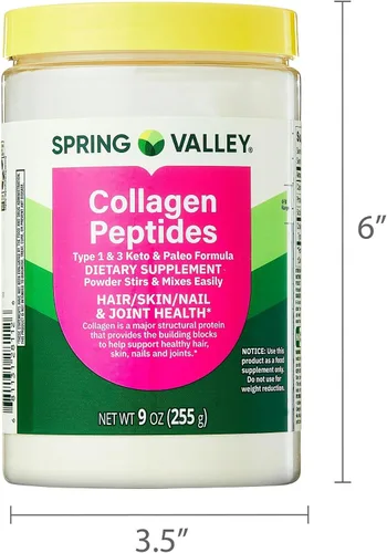Vista 4 de Spring Valley - Suplemento dietético en polvo tipo 1 y 3 para cabello, piel, uñas, 9 onzas