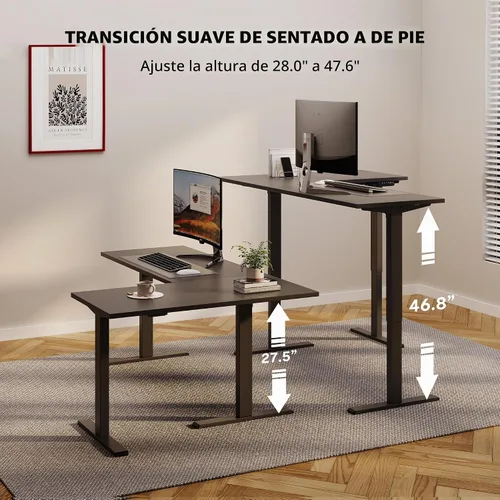 Vista 7 de SANODESK Marco de Escritorio Eléctrico Ajustable en Altura con Forma de L de 3 Patas, Soporte hasta 99.8kg, Marco Ergonómico de Escritorio de Pie