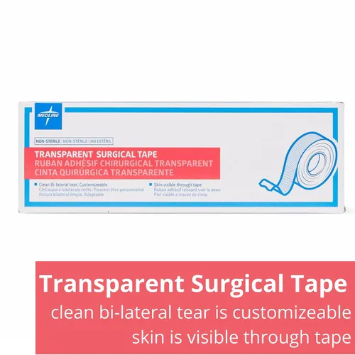 Vista 2 de Medline Essentials - Cinta quirúrgica transparente, 1 pulgada x 10 yardas por rollo, caja de 12 rollos