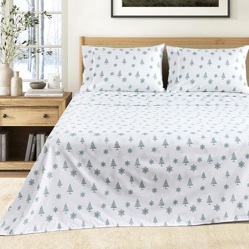 Vista 9 de Juego de sábanas de microfibra estampada de 3 piezas tamaño individual - Sábanas y fundas de almohada cepilladas ultra suaves - Resistentes a las 21