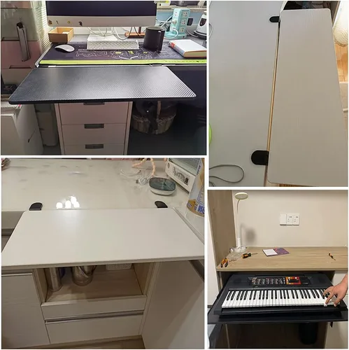 Vista 5 de Y&J Bandeja para teclado, mesas plegables sin perforaciones, cajón para debajo de la mesa, abrazadera ergonómica para bandeja de extensión