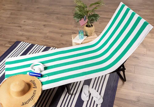 Vista 3 de DII - Toalla para camastro de playa con dobles para ajustarse a la cabecera Verde esmeralda