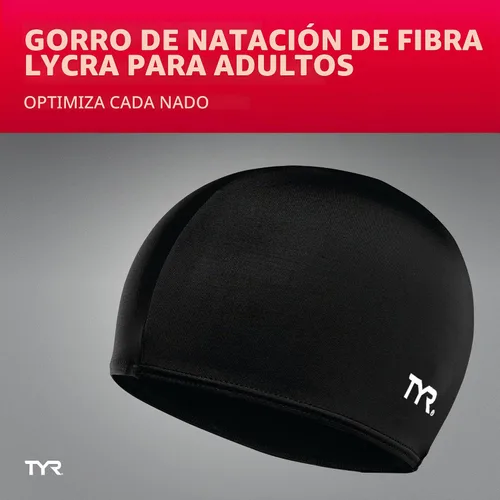 Vista 2 de TYR Adult Lycra Fiber Swim Cap - Lightweight Warm Water Recreational Cap Negro