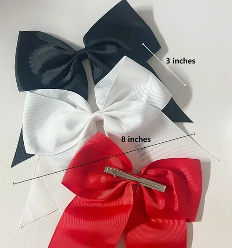 Vista 2 de Tobeffect Lazos de porrista jumbo, pinzas de lazo negro de 8 pulgadas para niñas, lazos de animadora para mujeres, lazos de softbol, lazos