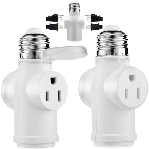 Vista 10 de Onite Adaptador de toma de corriente, convertidor E26 a enchufe con PBT ignífugo, divisor polarizado multifuncional para uso en interiores