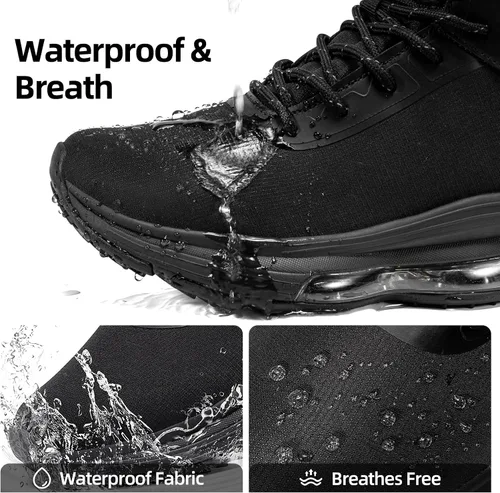 Vista 3 de Men's Waterproof Work Tactical Boots Side Zipper Hiking Combat Military Boots Non Slip Lightweight 6 Inches Negro
