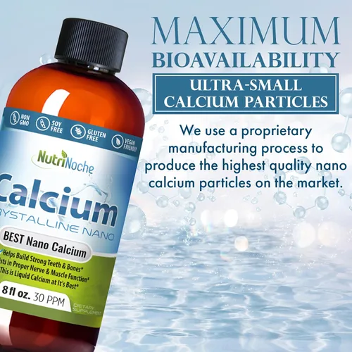 Vista 5 de NutriNoche Suplemento líquido de calcio – 99.99% nano calcio cristalino ultra puro para mujeres, hombres y niños – Alternativa a citrato de calcio