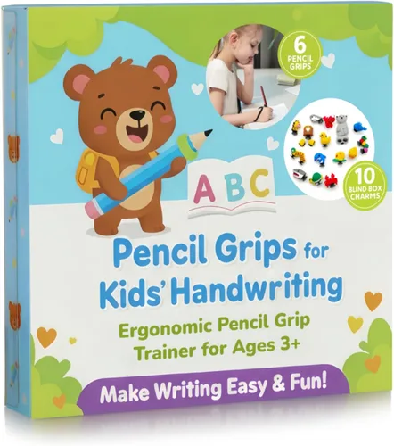 Vista 6 de Empuñaduras de lápiz para escritura a mano para niños, 6 unidades de entrenamiento ergonómico para niños pequeños de 3 a 5 años, ayuda de escritura