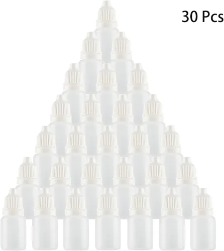 Vista 6 de 30 unids 0.2 fl oz botella de plástico vacía exprimible cuentagotas de plástico botella cuentagotas de plástico contenedor portátil con tapón