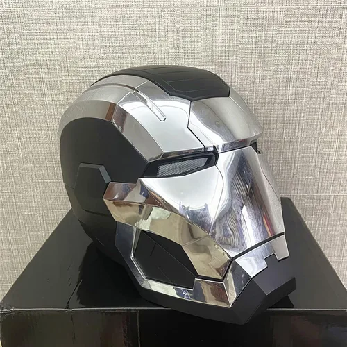 Vista 3 de Iron-Man Mk5 Casco eléctrico con control de voz para abrircerrar, máscara para niños, juguetes de cumpleaños, color gris, Gris