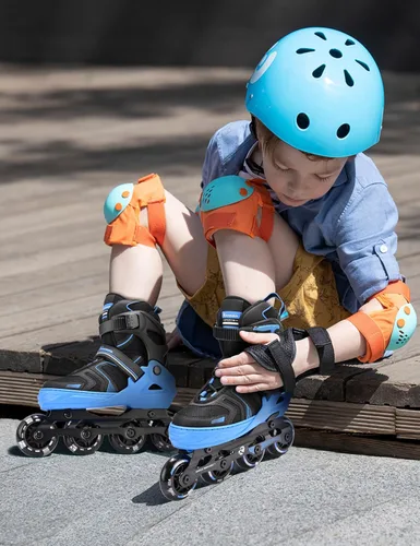 Vista 5 de Kuxuan Skates Patines en línea ajustables para niños y niñas, patines para niños de 4 a 12 años con ruedas iluminadas, patines para adolescentes