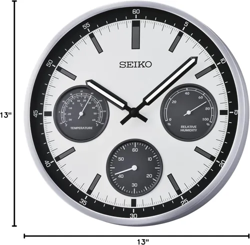 Vista 7 de SEIKO QXA823SLH Reloj de pared estilo cronógrafo, plata, 13 pulgadas