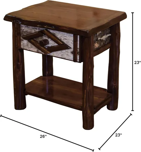 Vista 2 de Furniture Barn USA Adirondack Collection - Mesita de noche con 1 cajón Colección Adirondack