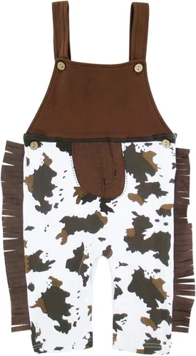 Vista 2 de A&J DESIGN Conjunto de mameluco vaquero para bebé con bufanda y sombrero