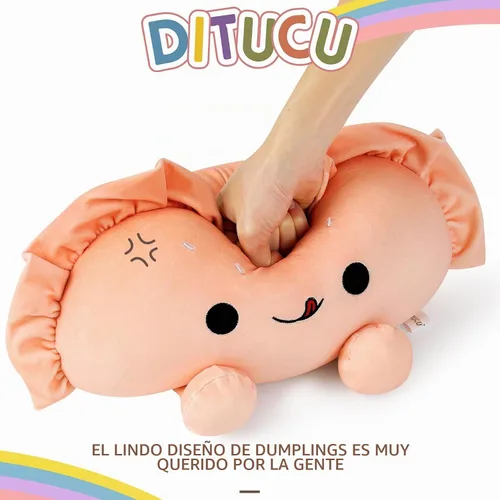 Vista 7 de Ditucu Pierogi - Linda almohada Pierogi de felpa divertida con comida frita, albóndigas fritas, panqueques, peluches de animales de peluche Rosa