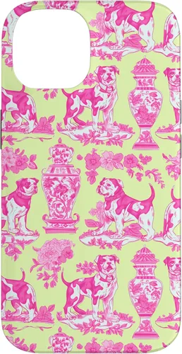 Vista 4 de Chinoiserie Dog Yellow Pink Toile Preppy Grandmillennial Case for iPhone 16