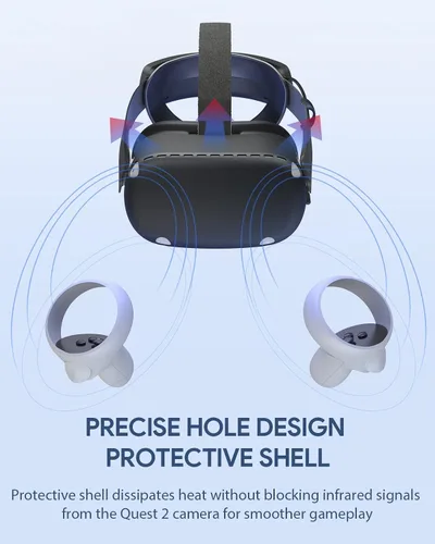 Vista 6 de All-Black 8 in 1 Accessories Set for MetaOculus Quest 2, Include Aubika Elite Battery Strap + Hard Carrying Case + Shell Protective Front Cover +